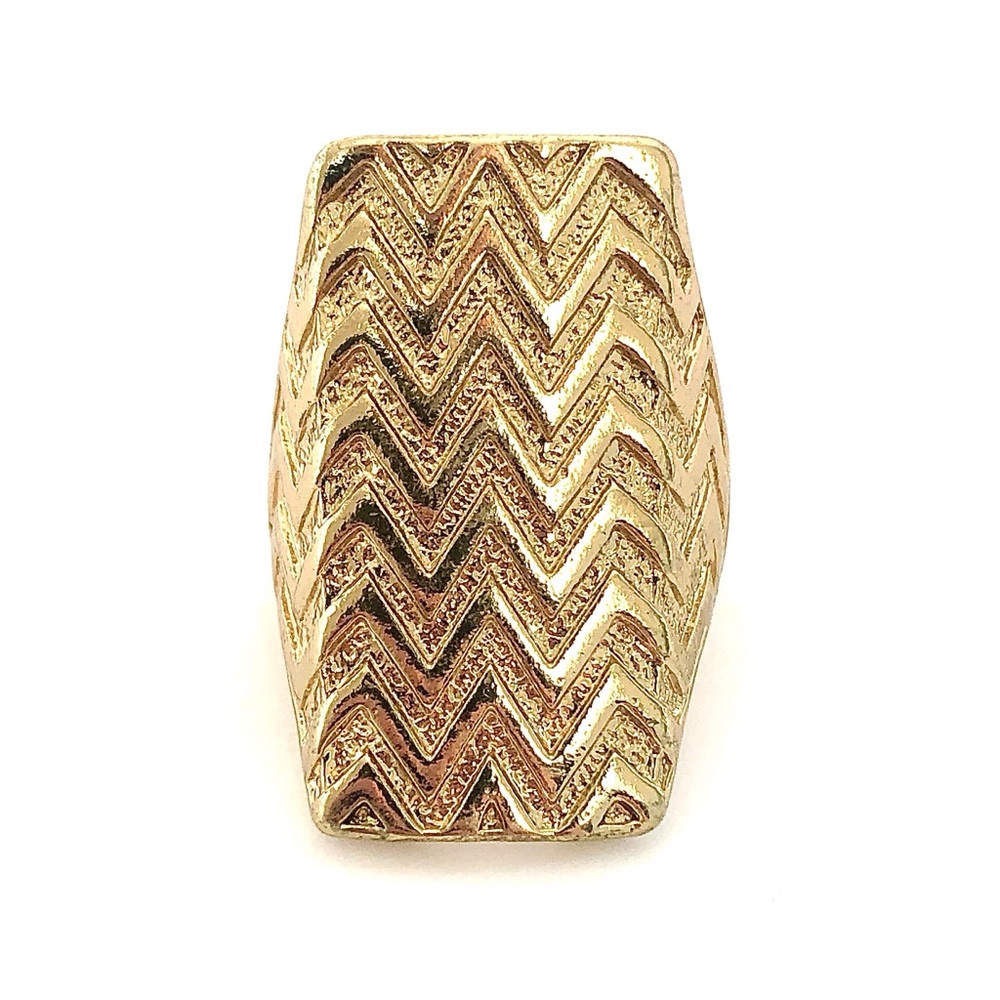 Zig Zag Gold Plated Ring Long Statement Stretch - image 2
